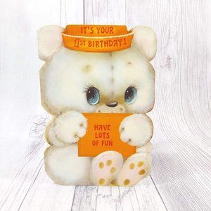Baby 1st Year Happy Birthday Greeting Card Sweet Bear Birthday Wishes Baby Gift